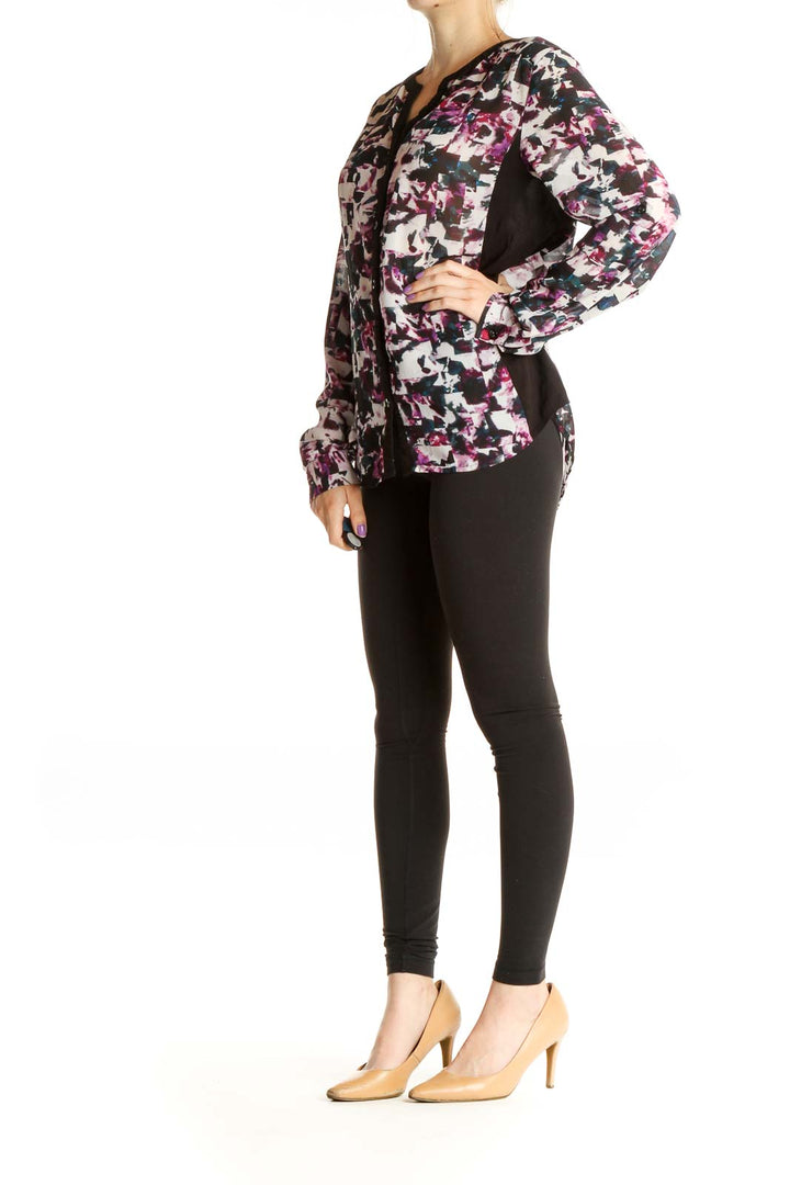 Black Graphic Print All Day Wear Blouse