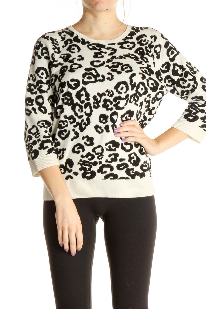 Beige Animal Print All Day Wear Sweater