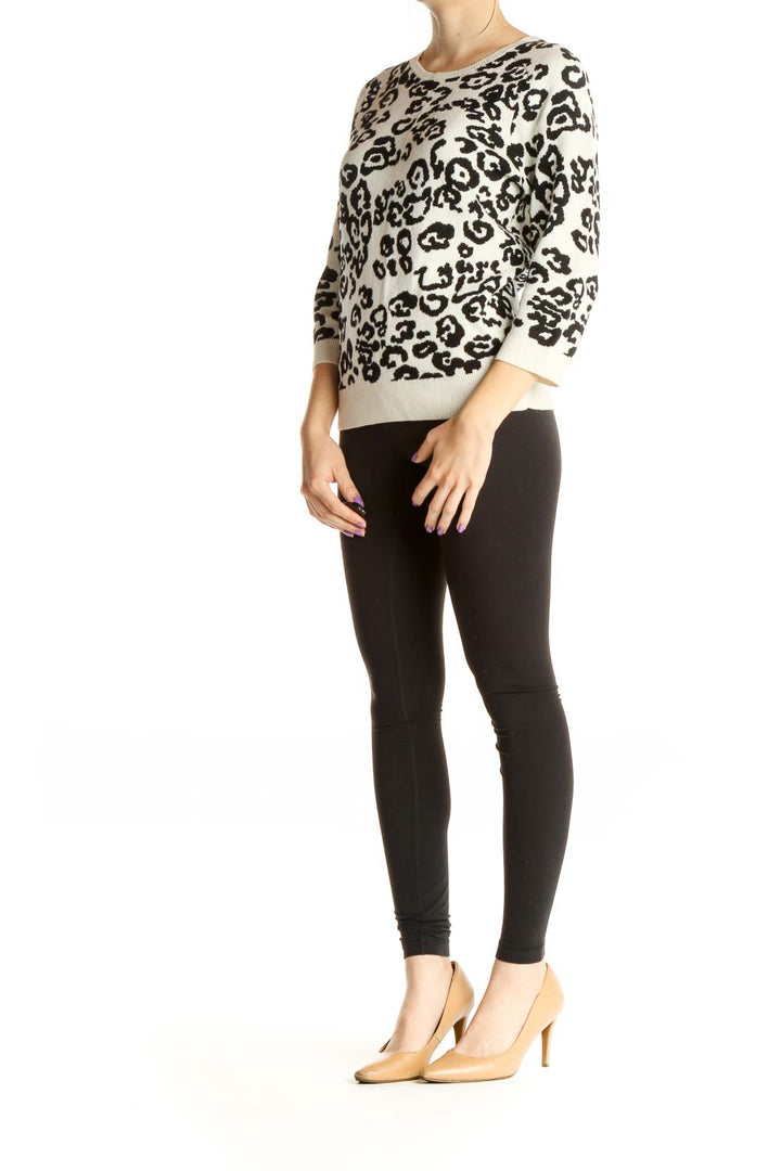 Beige Animal Print All Day Wear Sweater