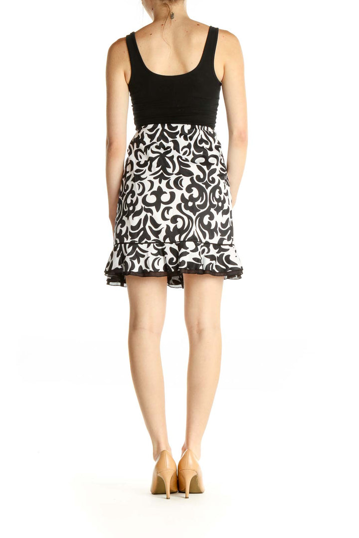 White Printed Holiday A-Line Skirt