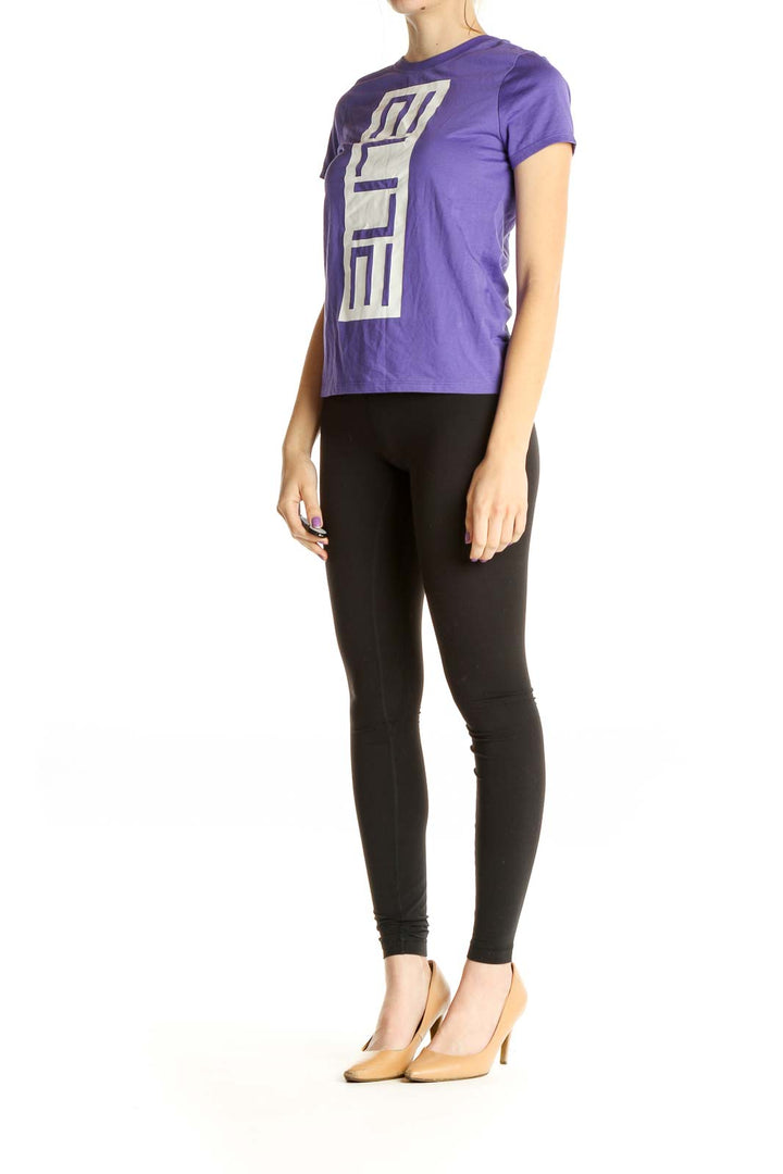 Purple Graphic Print Activewear T-Shirt