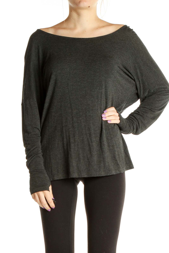 Gray Solid Casual Top