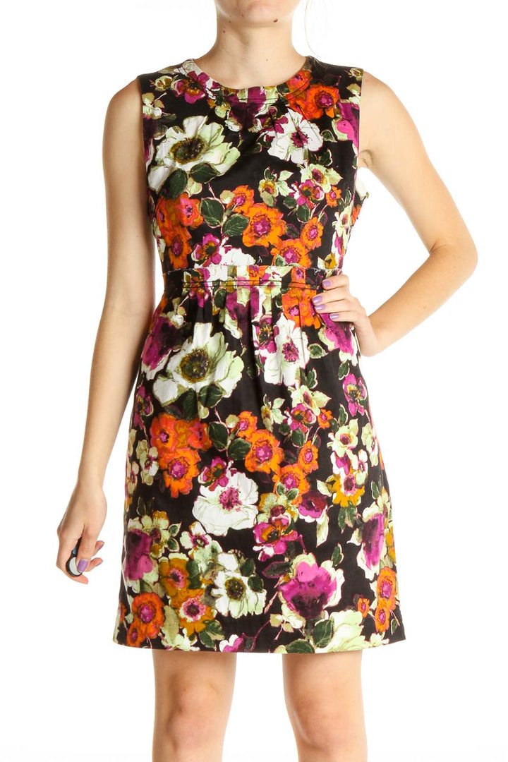 Orange Floral Print Day Fit & Flare Dress