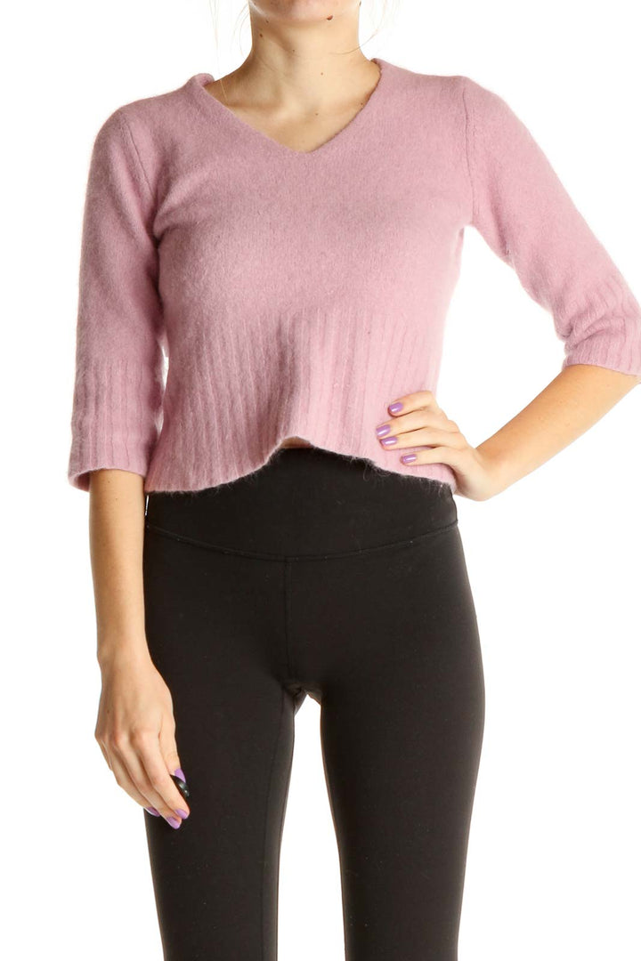 Pink Textured All Day Wear Sweater