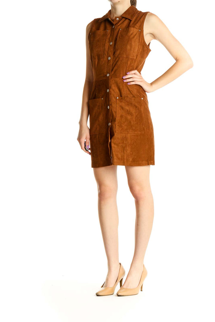 Brown Retro Sheath Dress