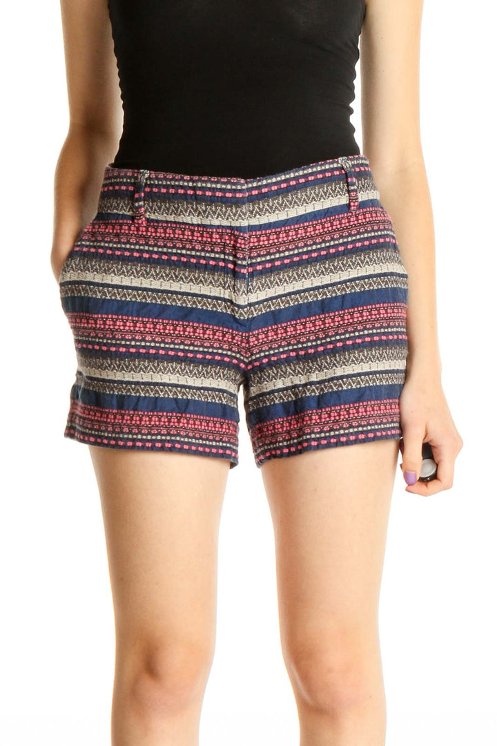 Blue Aztec Print Bohemian Shorts