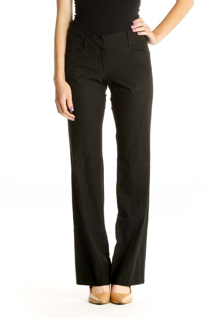 Black Solid Classic Trousers