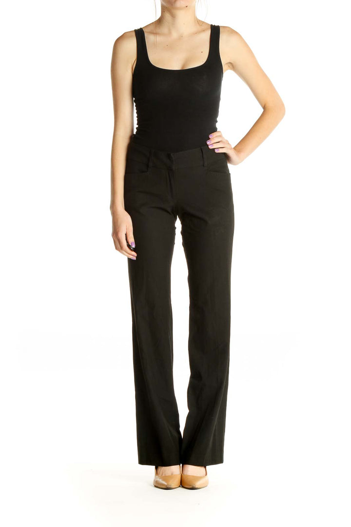 Black Solid Classic Trousers