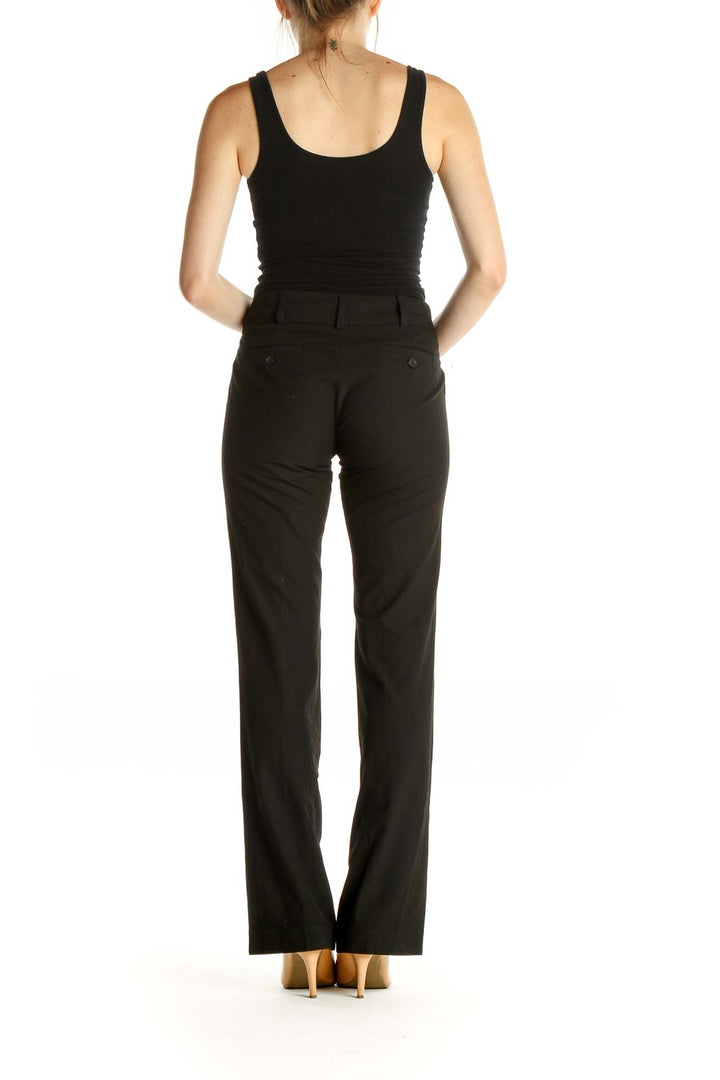 Black Solid Classic Trousers