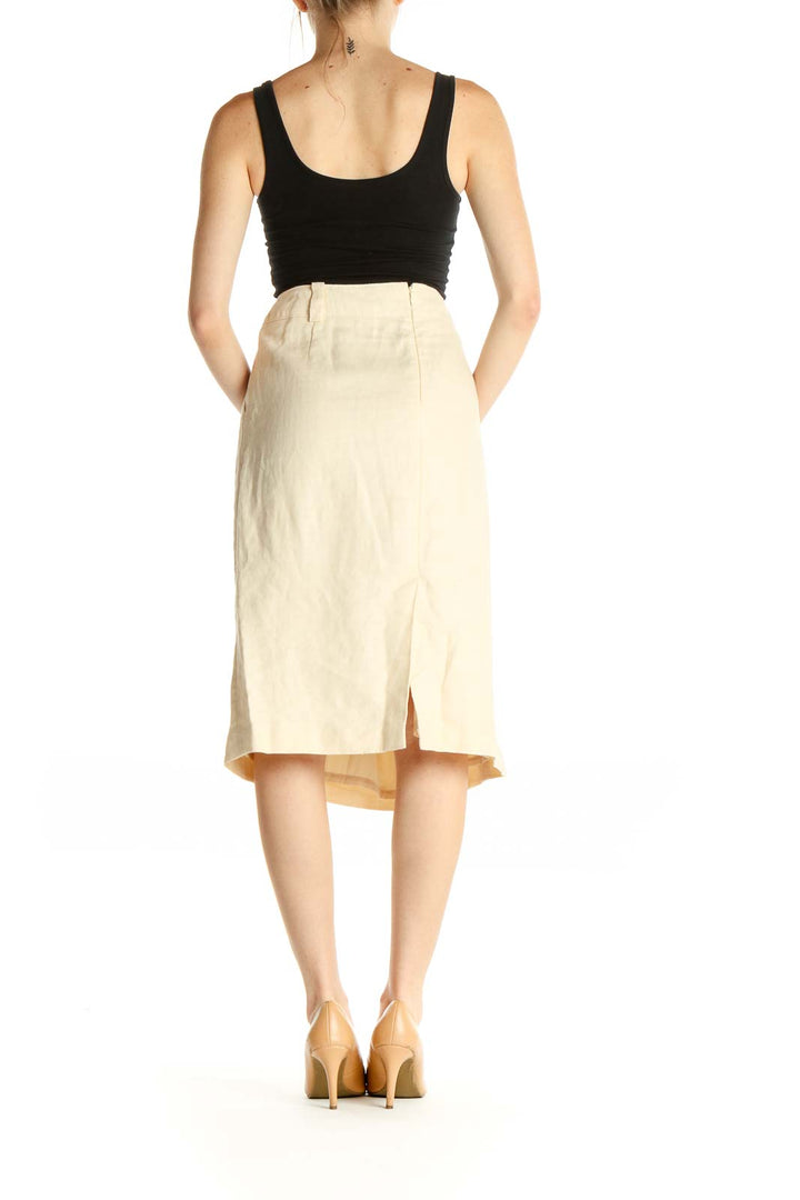 Beige Solid Chic A-Line Skirt