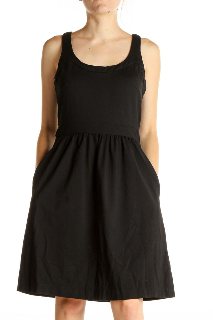 Black Solid Day Fit & Flare Dress