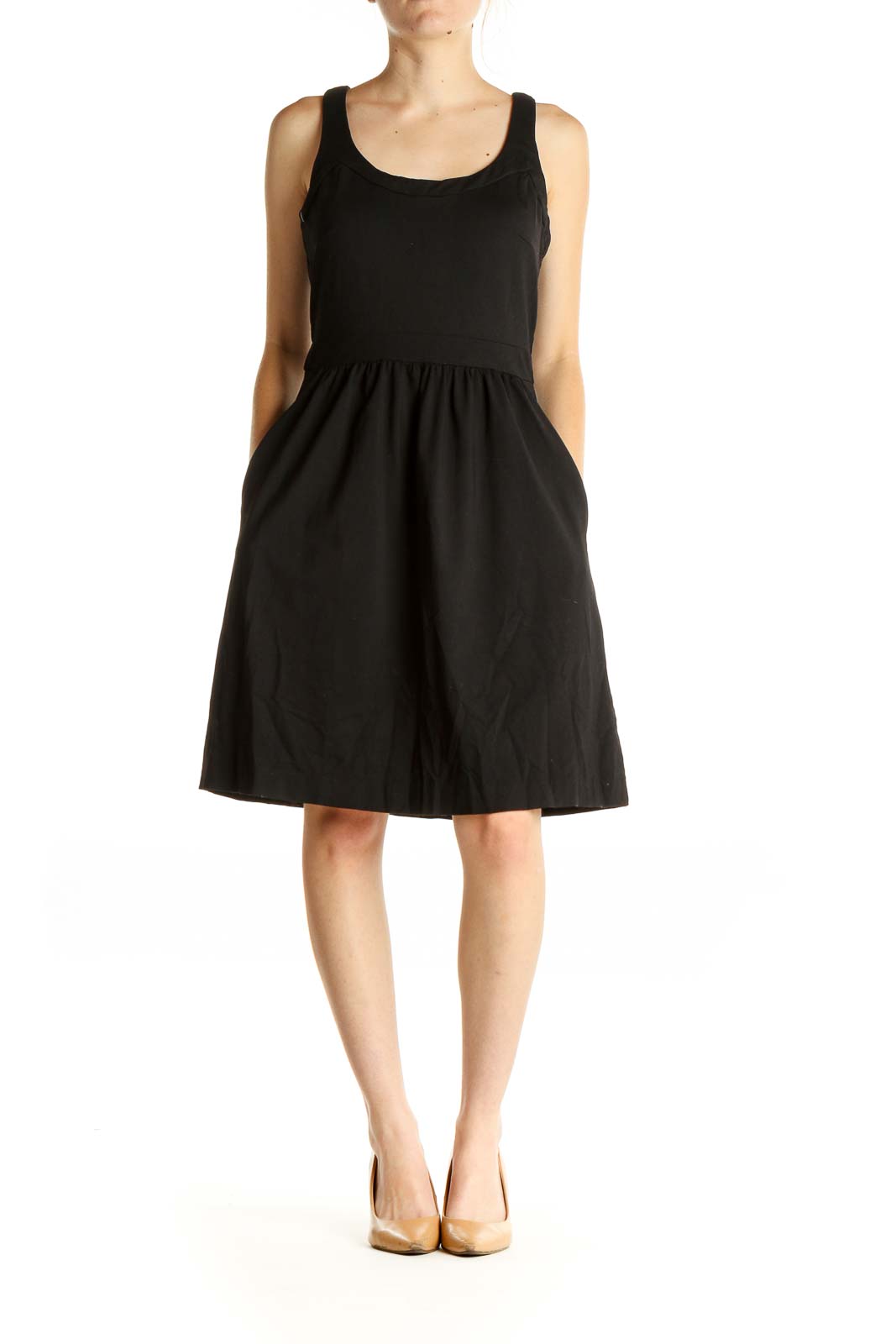 Black Solid Day Fit & Flare Dress