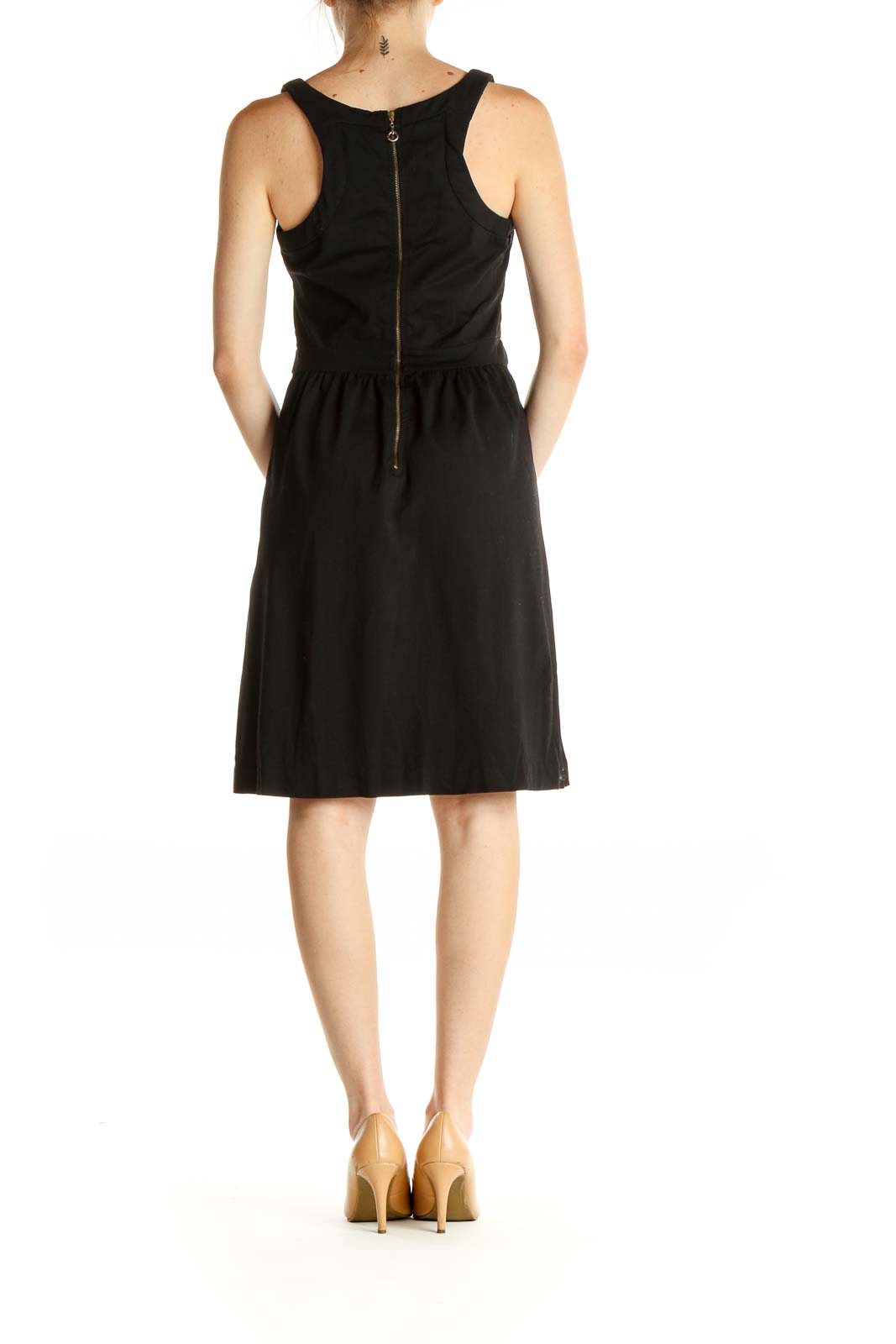 Black Solid Day Fit & Flare Dress