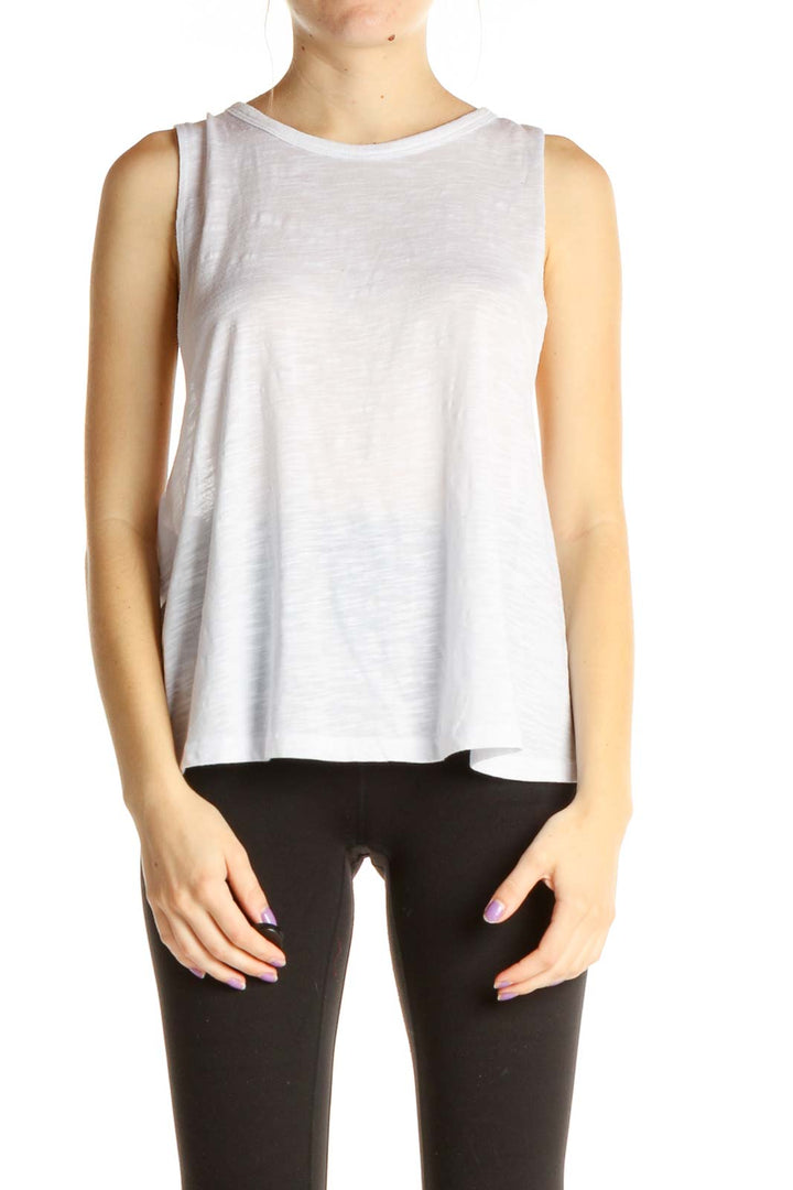 White Solid Casual Tank Top