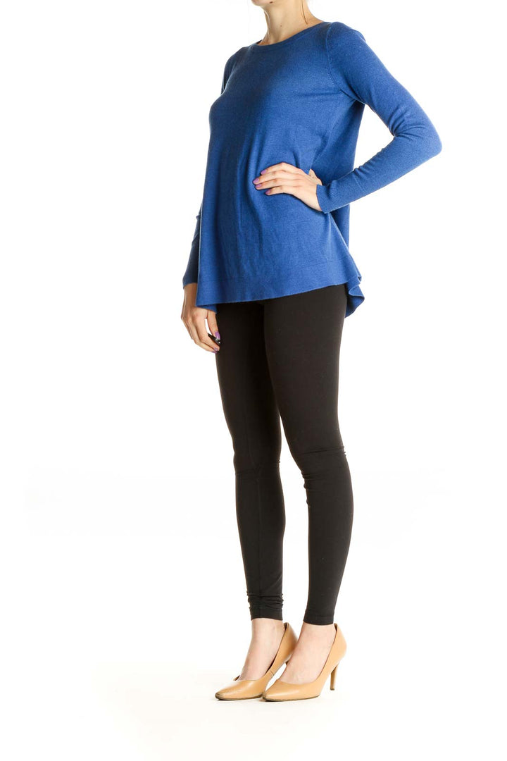 Blue Solid Classic Sweater