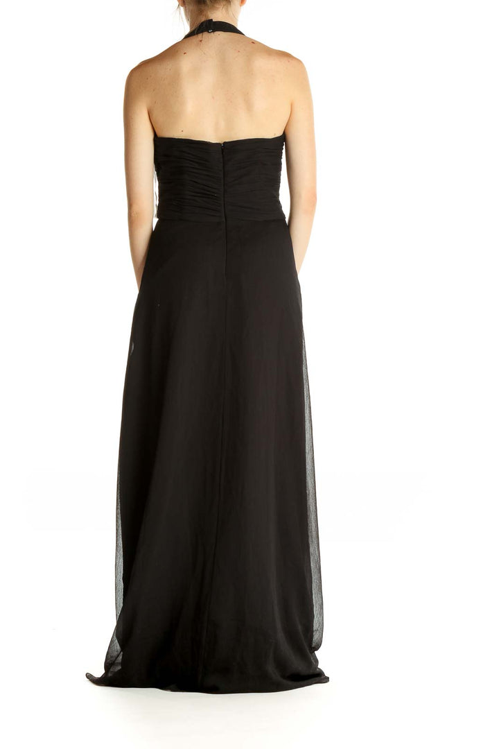 Black Solid Formal Column Dress