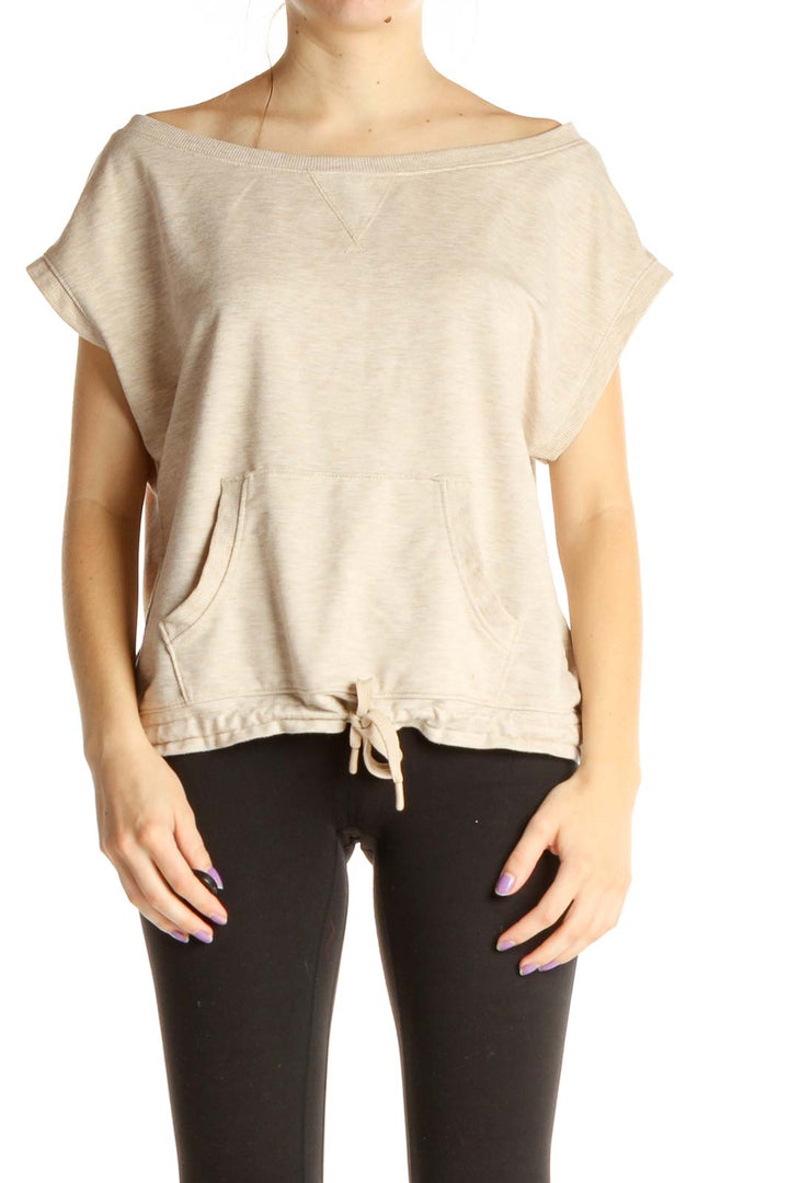 Beige Solid Activewear Shirt