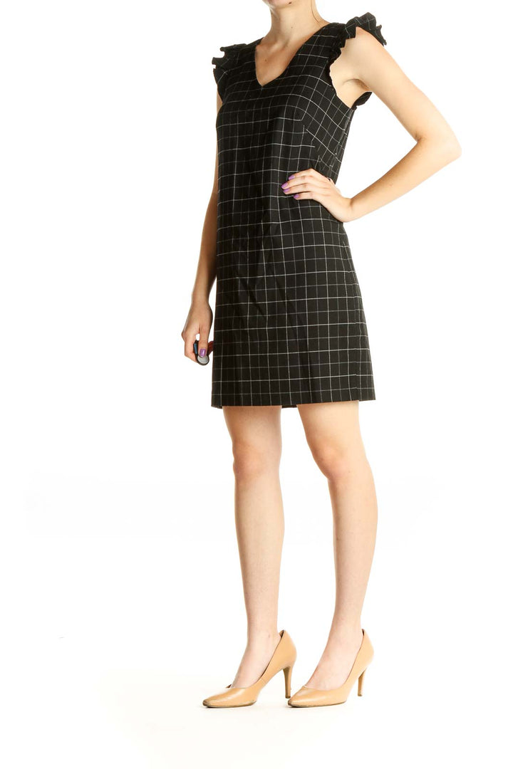 Black Checkered Work Sheath Dress