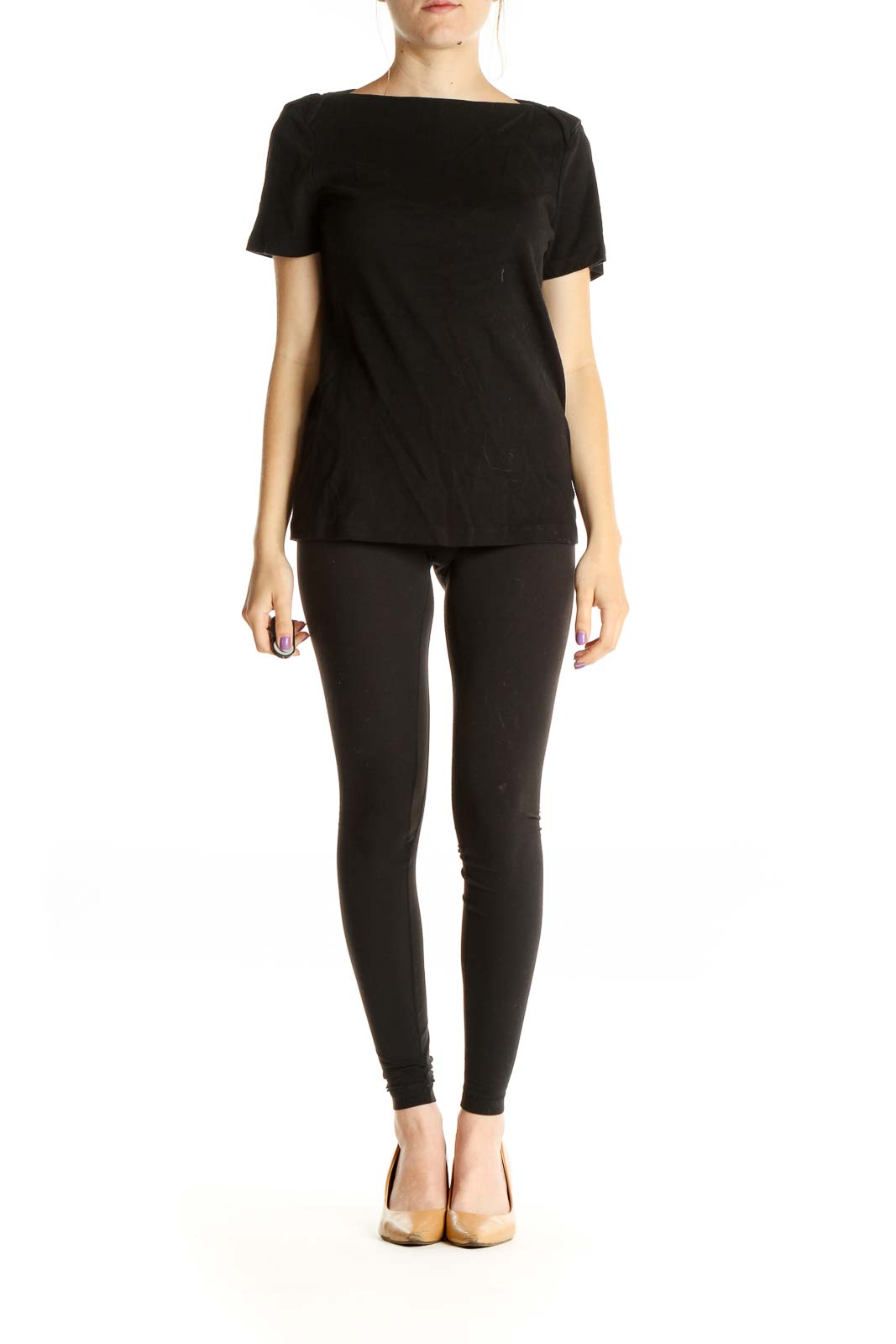 Black Solid All Day Wear T-Shirt