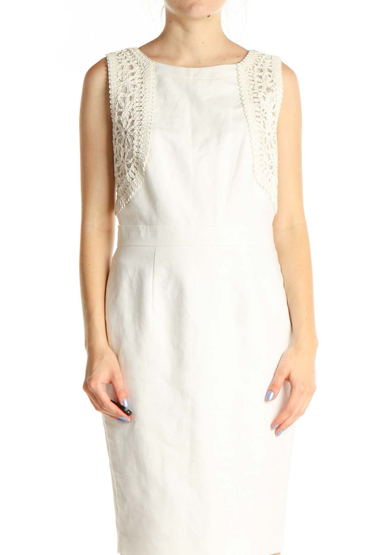 White Solid Cocktail Sheath Dress