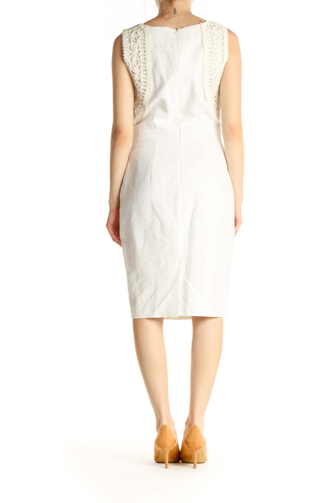 White Solid Cocktail Sheath Dress