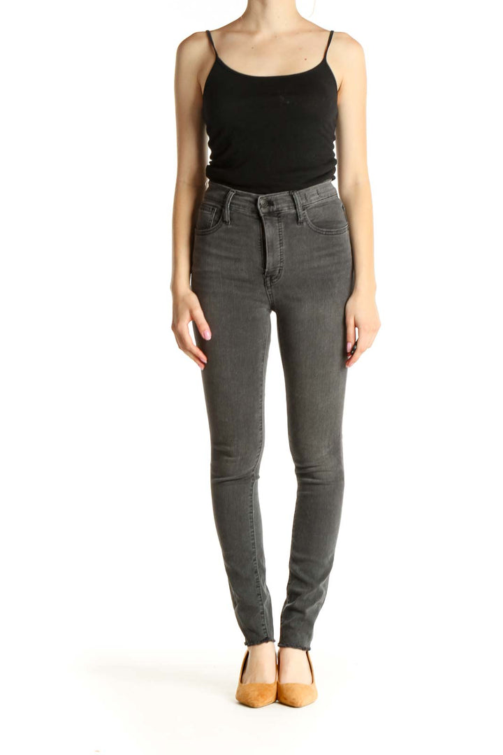 Gray High-Waisted Skinny Jeans