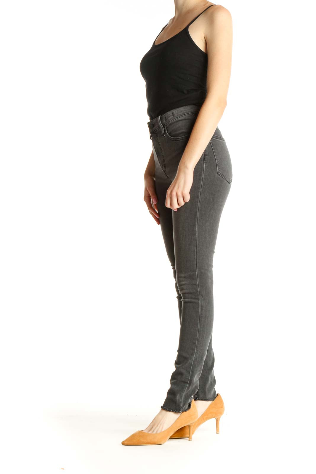 Gray High-Waisted Skinny Jeans