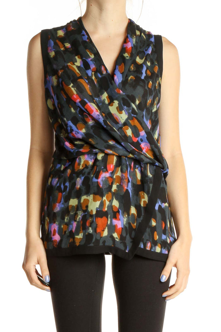 Black Geometric Print All Day Wear Blouse