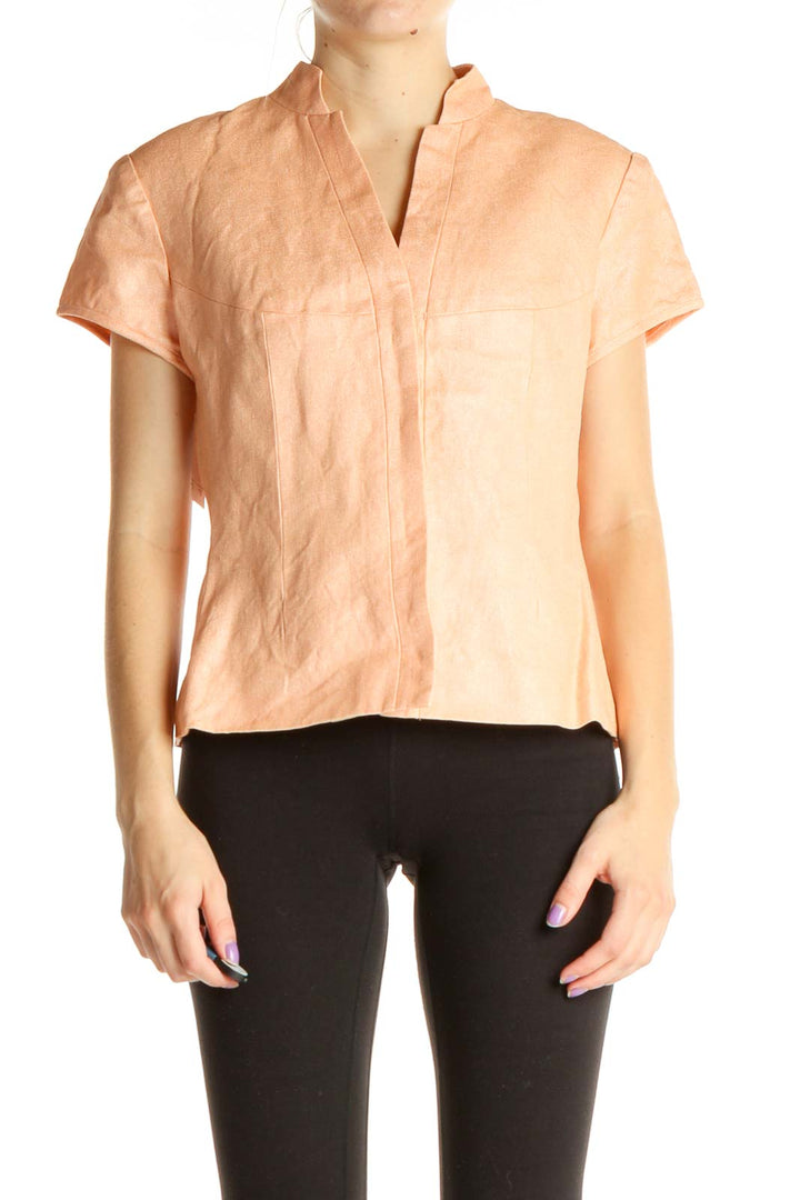 Beige Solid Retro Blouse