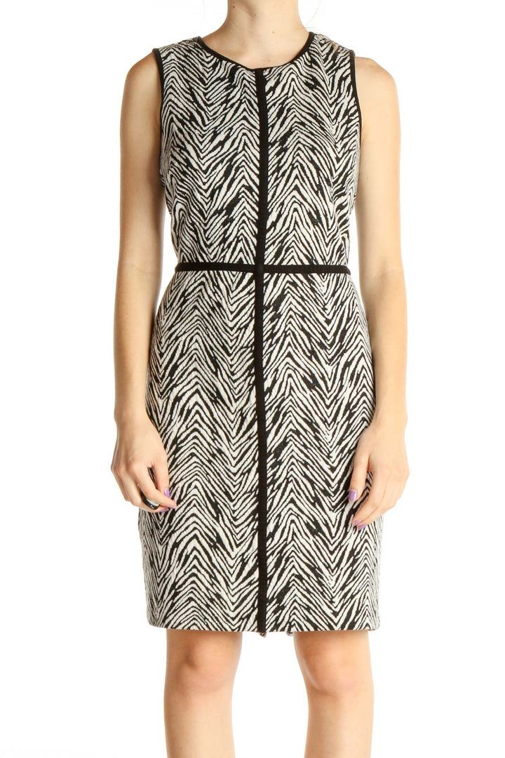 Beige Animal Print Work Dress