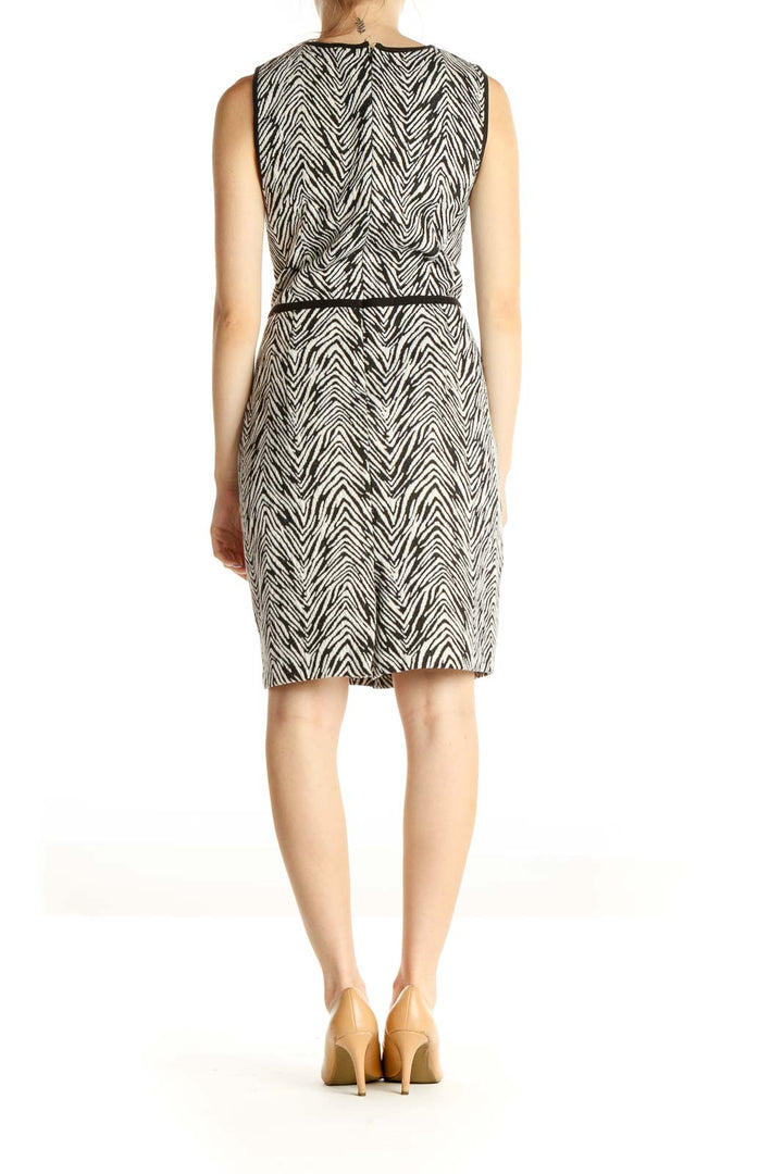 Beige Animal Print Work Dress