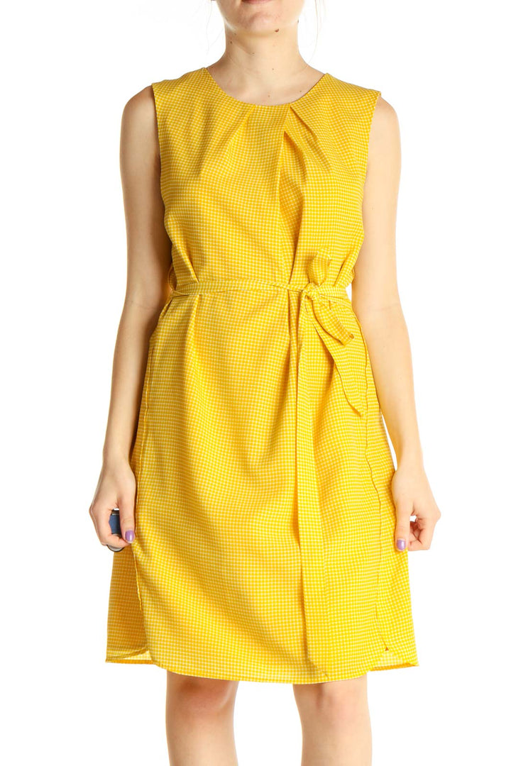 Yellow Solid Retro Fit & Flare Dress