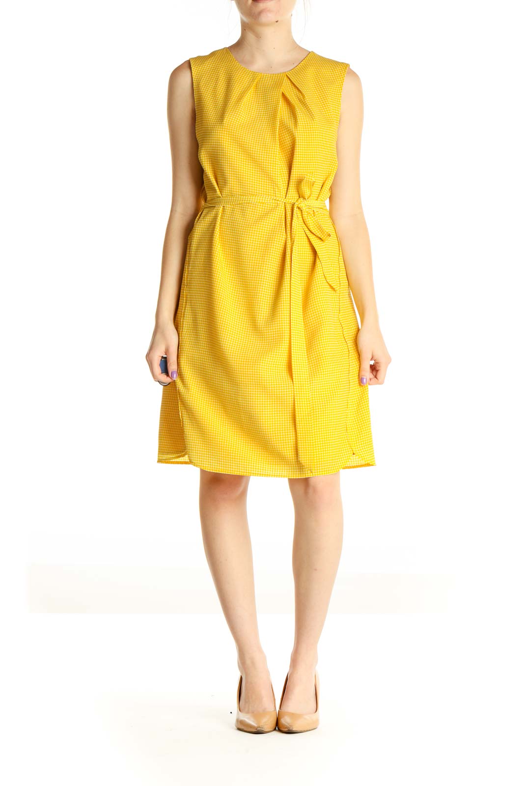 Yellow Solid Retro Fit & Flare Dress