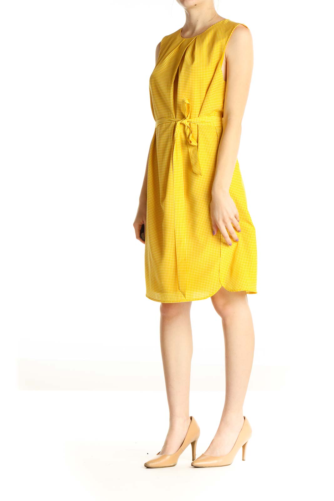 Yellow Solid Retro Fit & Flare Dress