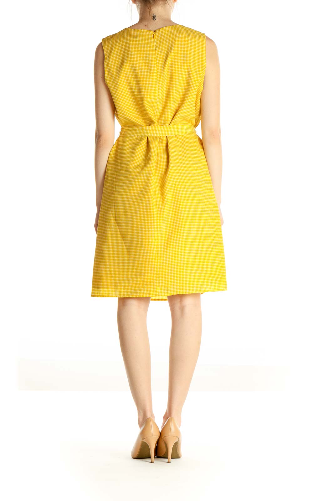 Yellow Solid Retro Fit & Flare Dress