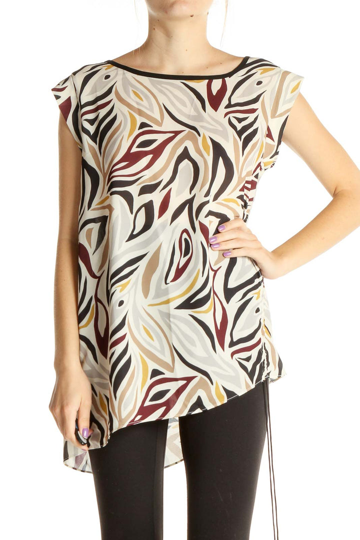 Beige Graphic Print Blouse