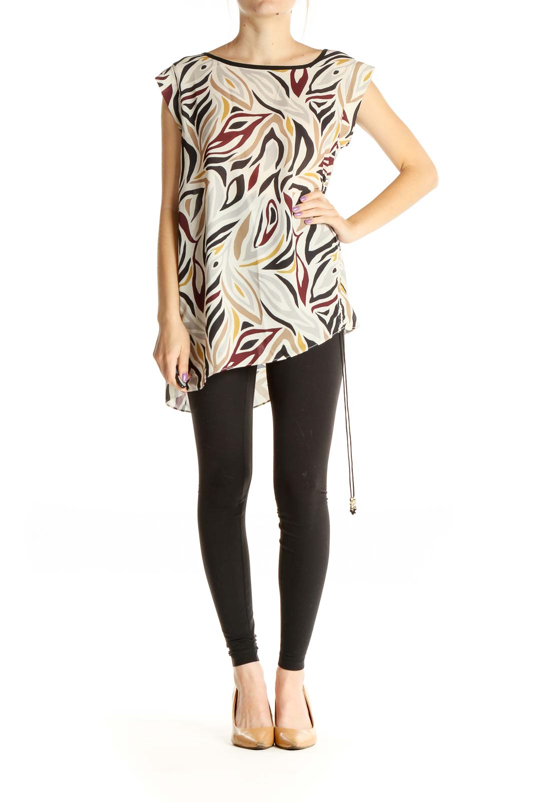 Beige Graphic Print Blouse