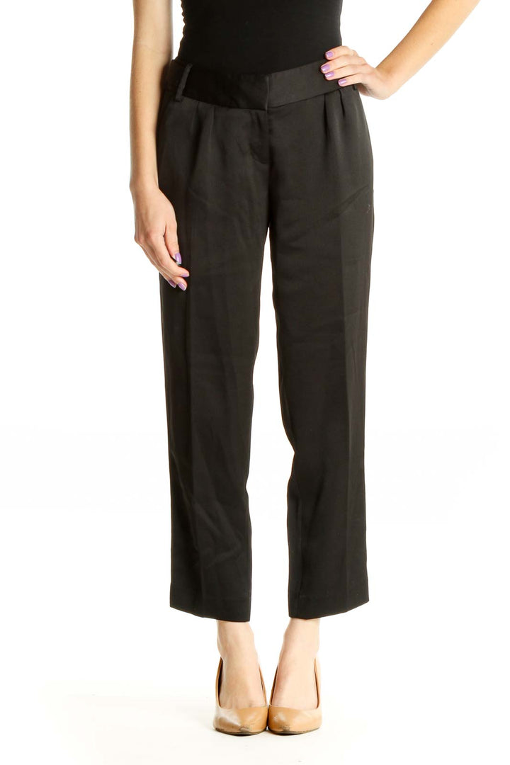 Black Solid Classic Trousers