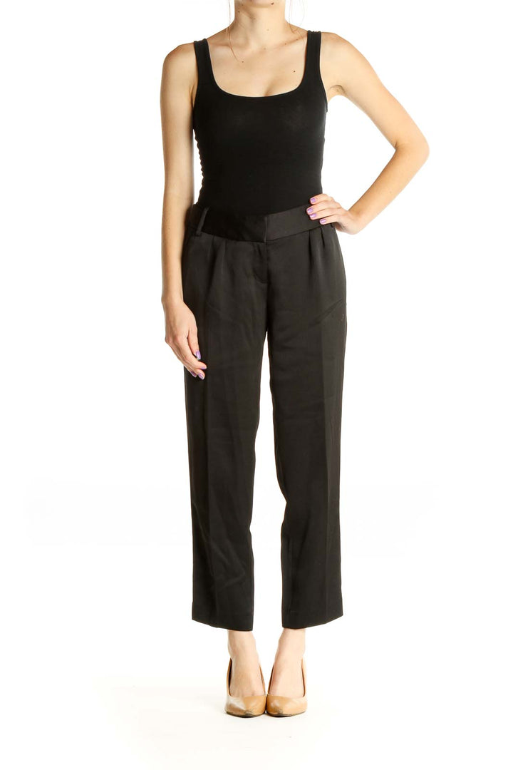 Black Solid Classic Trousers