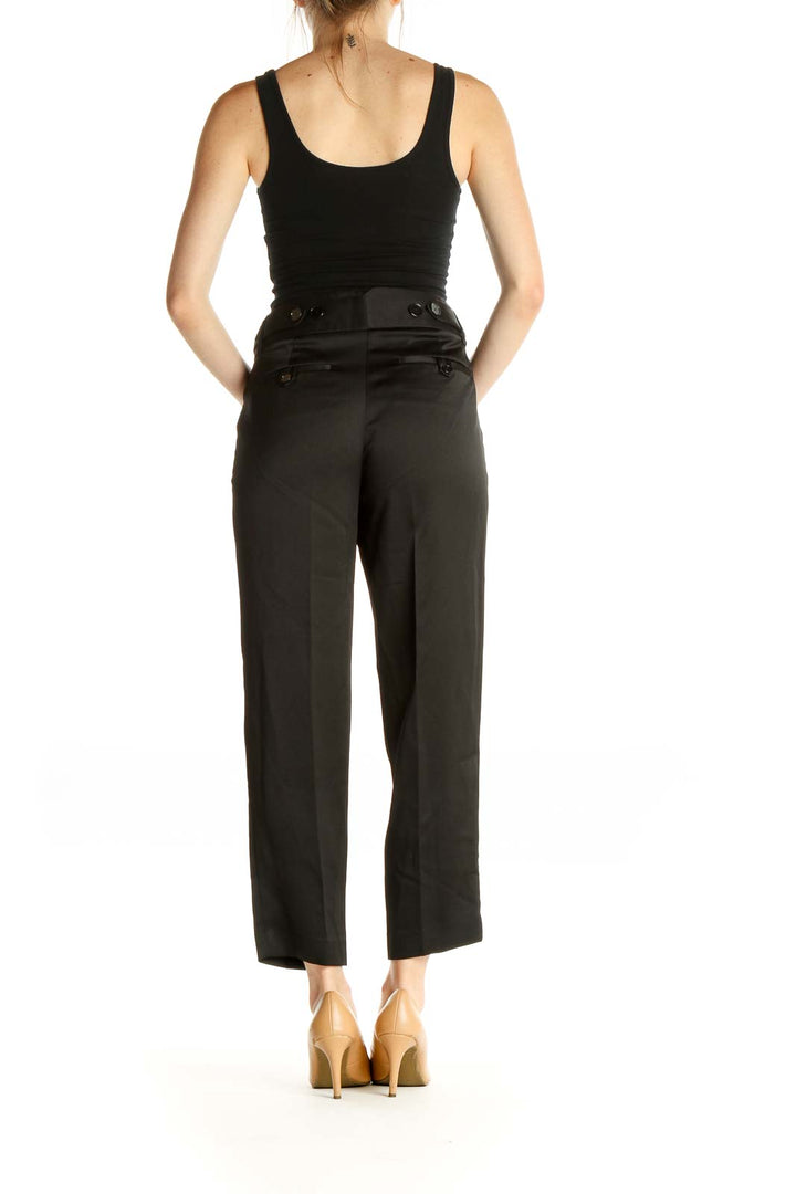 Black Solid Classic Trousers