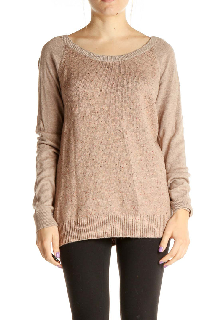 Beige Textured All Day Wear Sweater