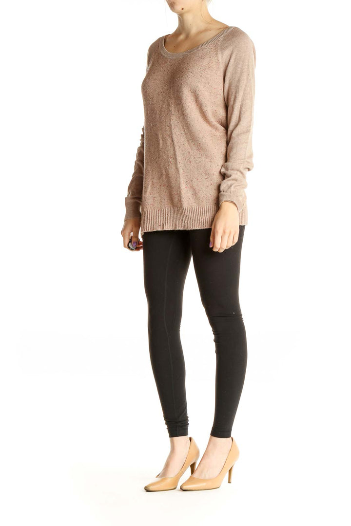 Beige Textured All Day Wear Sweater