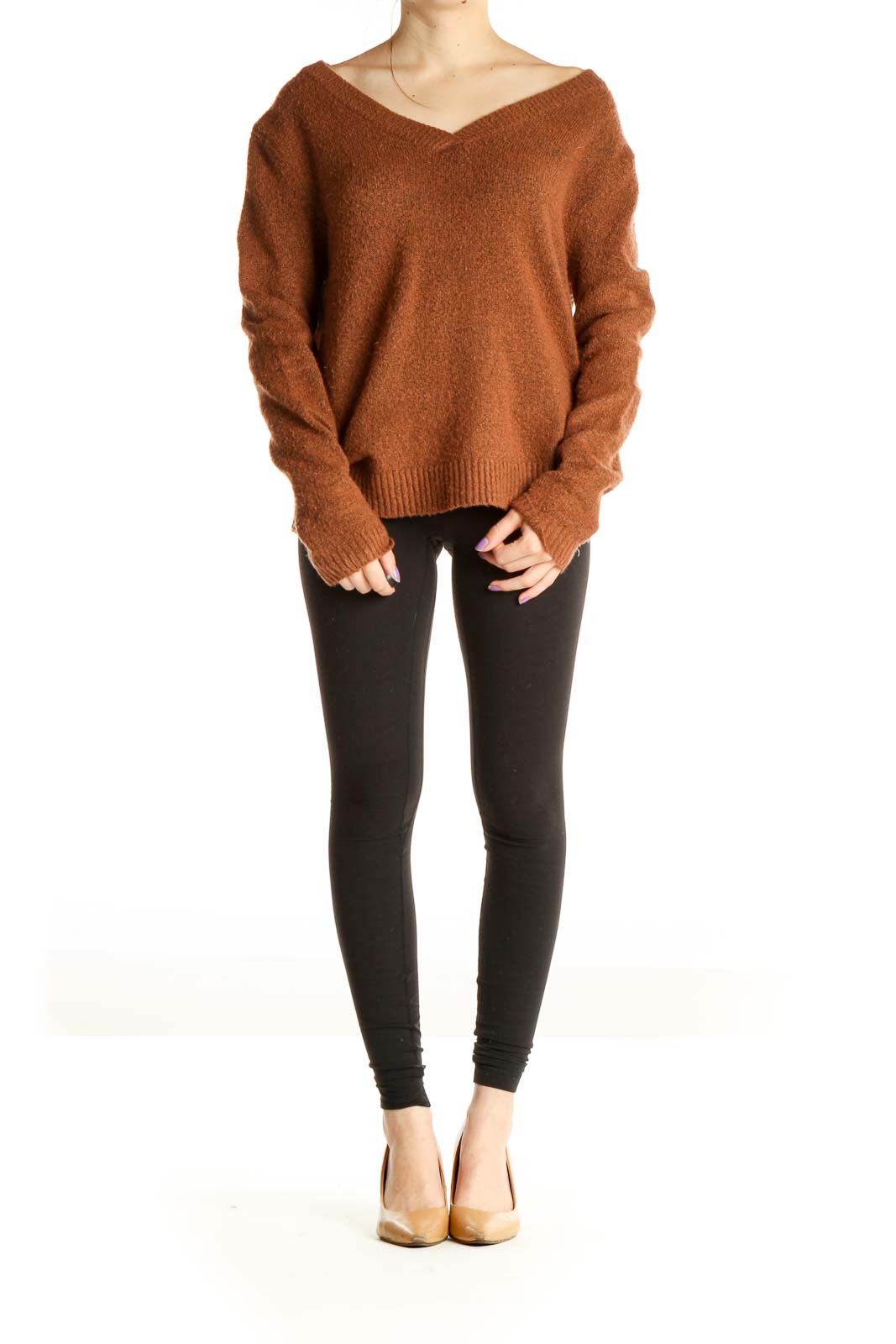 Brown Textured All Day Wear Sweater