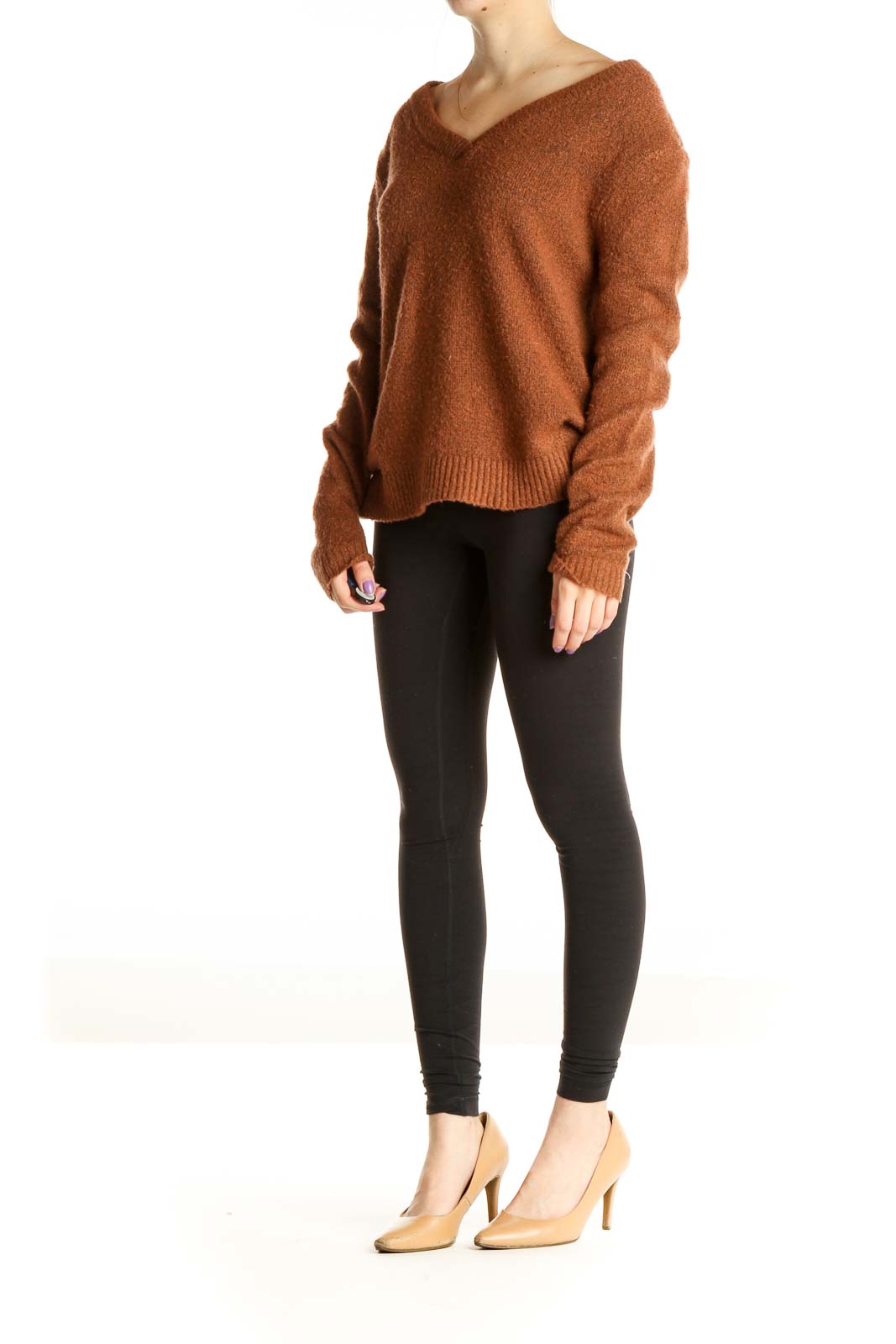 Brown Textured All Day Wear Sweater