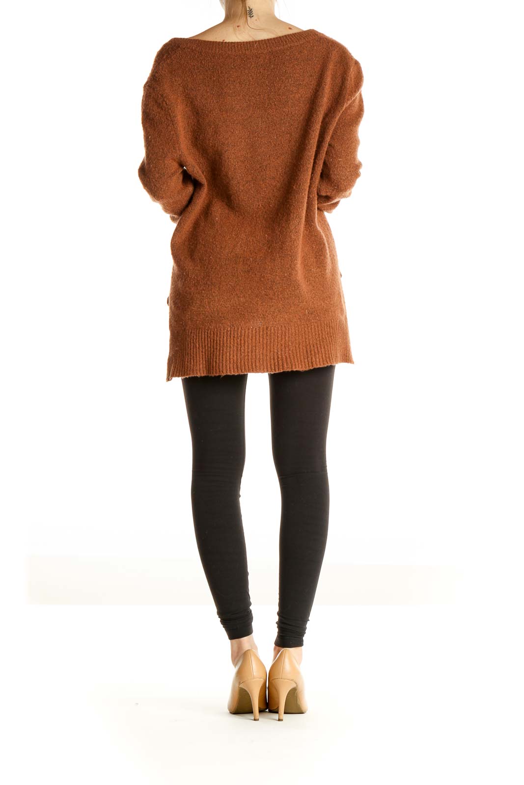 Brown Textured All Day Wear Sweater