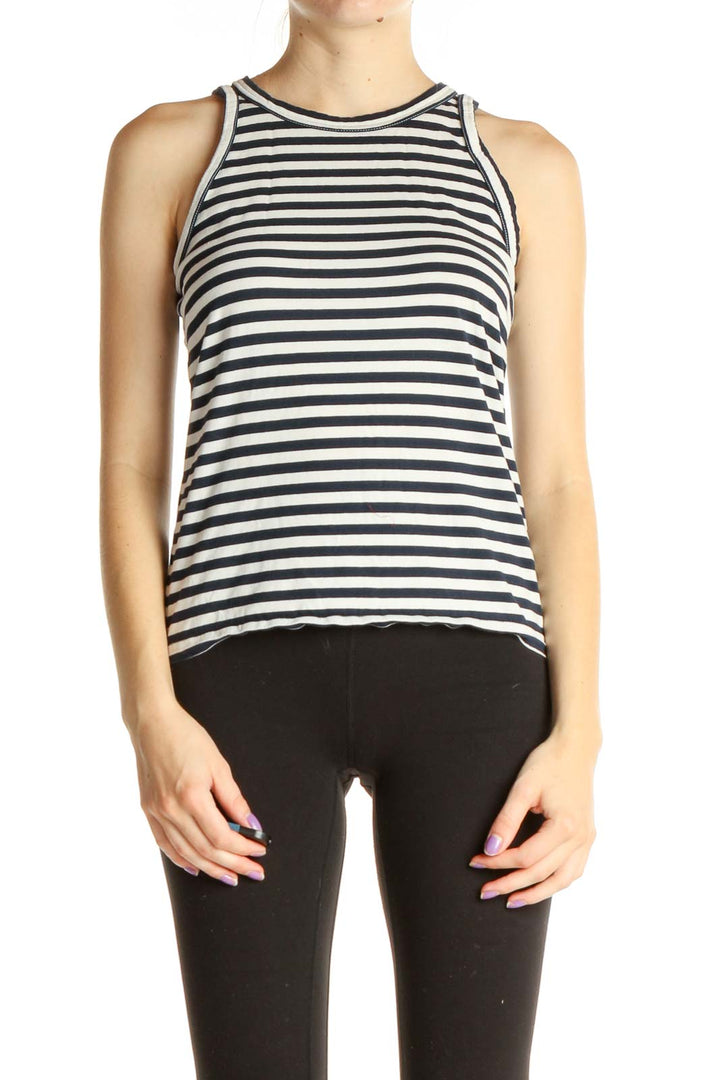 White Striped All Day Wear Tank Top