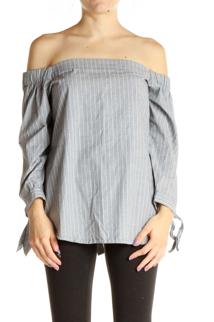 Gray Solid Work Blouse