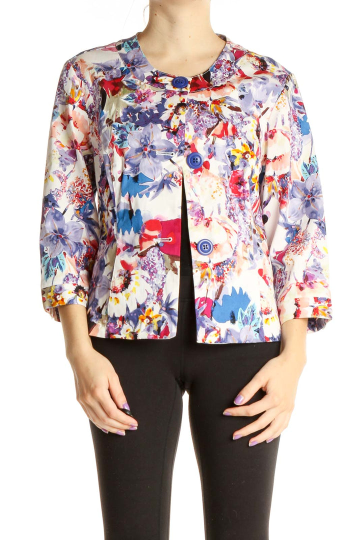 White Floral Print Jacket