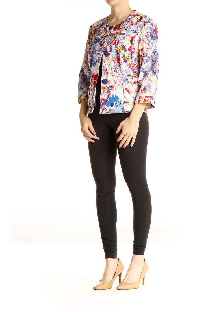 White Floral Print Jacket