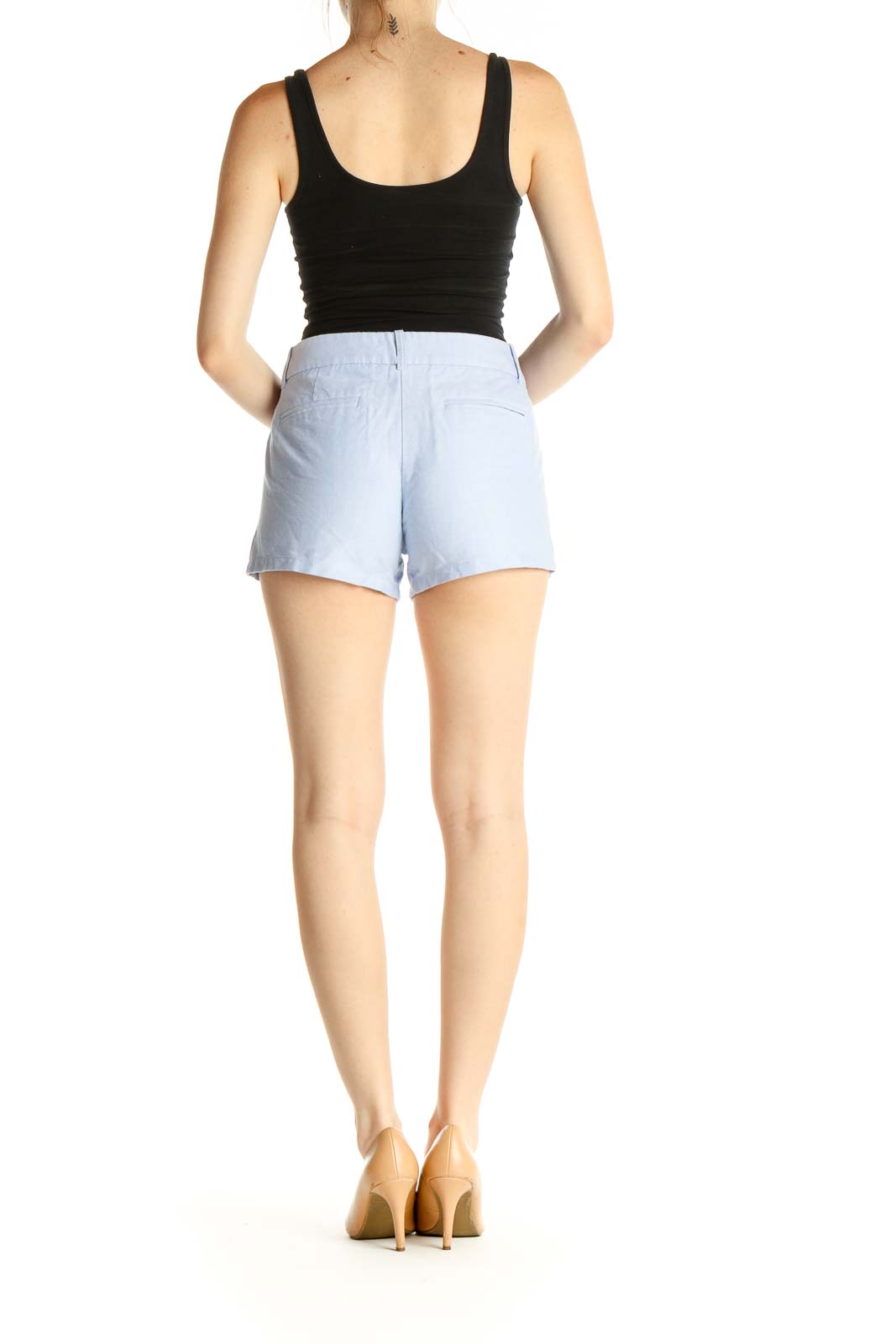 Blue Solid Casual Shorts